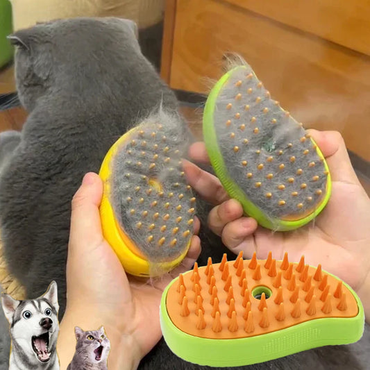 3-in-1 Electric Steam Pet Brush for Cats and Dogs with Spray Mist, Deshedding, Grooming and Massage Function