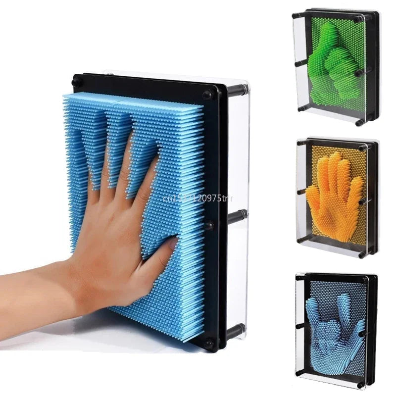 3D Pin Art Clone Toy creating a detailed hand impression on a colorful pin art board for sensory play, stress relief, and creative fun.
