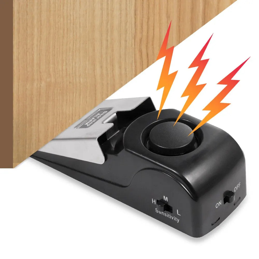 Portable Wireless Door Stop Alarm System - 125dB Loud Security Wedge (2-Pack)