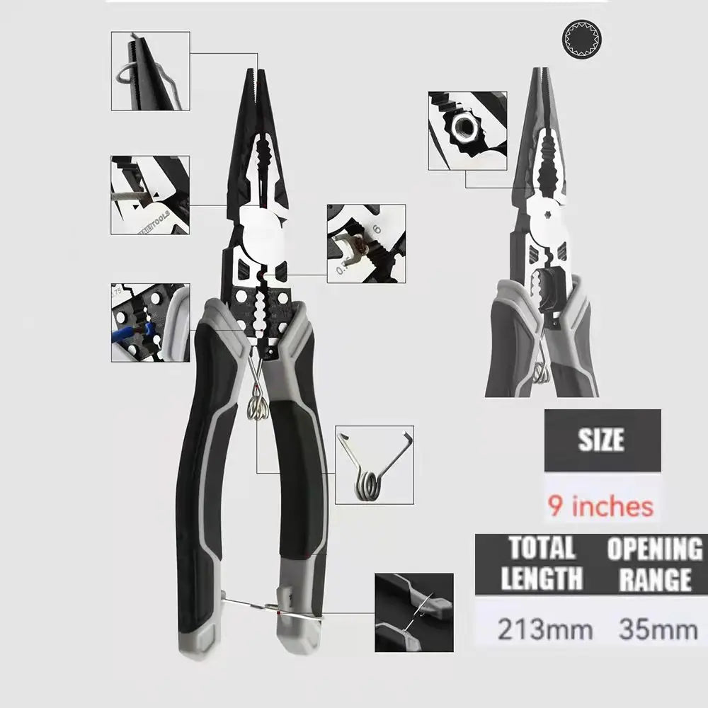 Universal Multifunctional Diagonal & Needle Nose Pliers – Electrician Grade