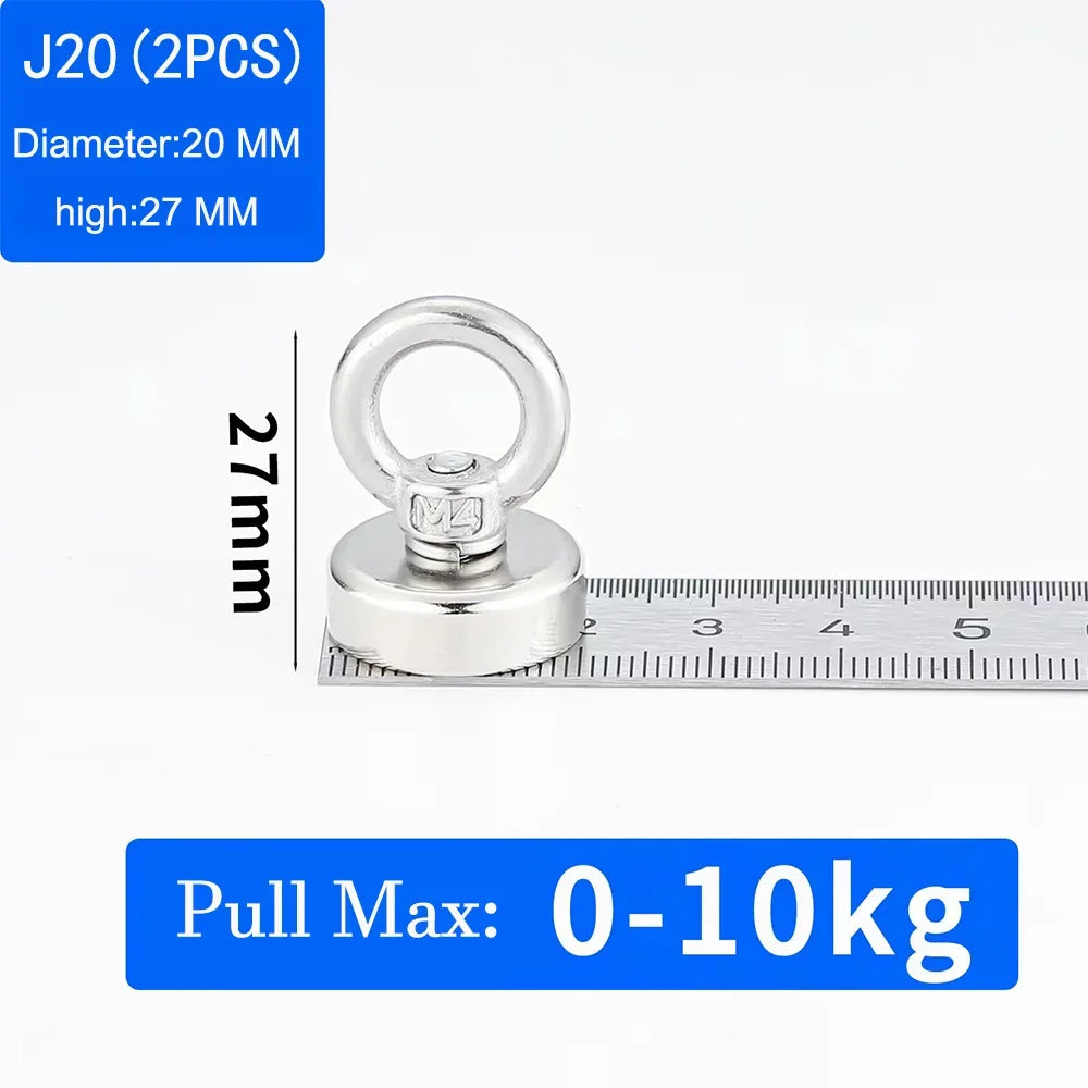 Heavy-Duty Neodymium Fishing Magnet with Eyebolt Hook