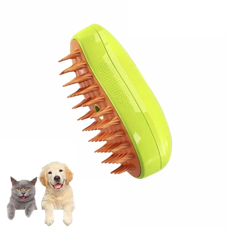 3-in-1 Electric Steam Pet Brush for Cats & Dogs – Grooming, Deshedding & Massage