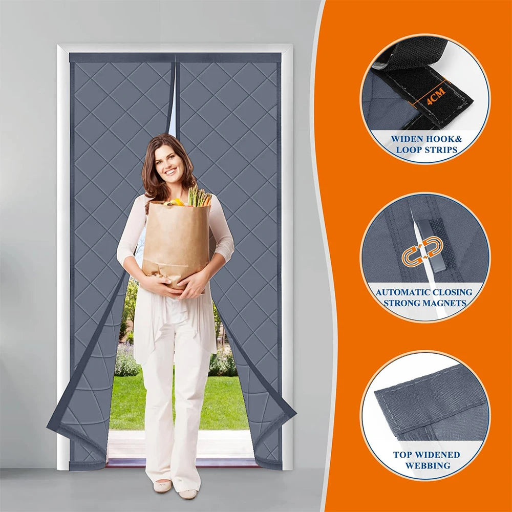 Magnetic Thermal & Sound Insulated Door Curtain – Weatherproof Heavy-Duty Barrier