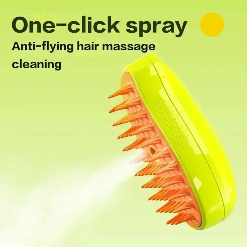 3-in-1 Electric Steam Pet Brush for Cats & Dogs – Grooming, Deshedding & Massage