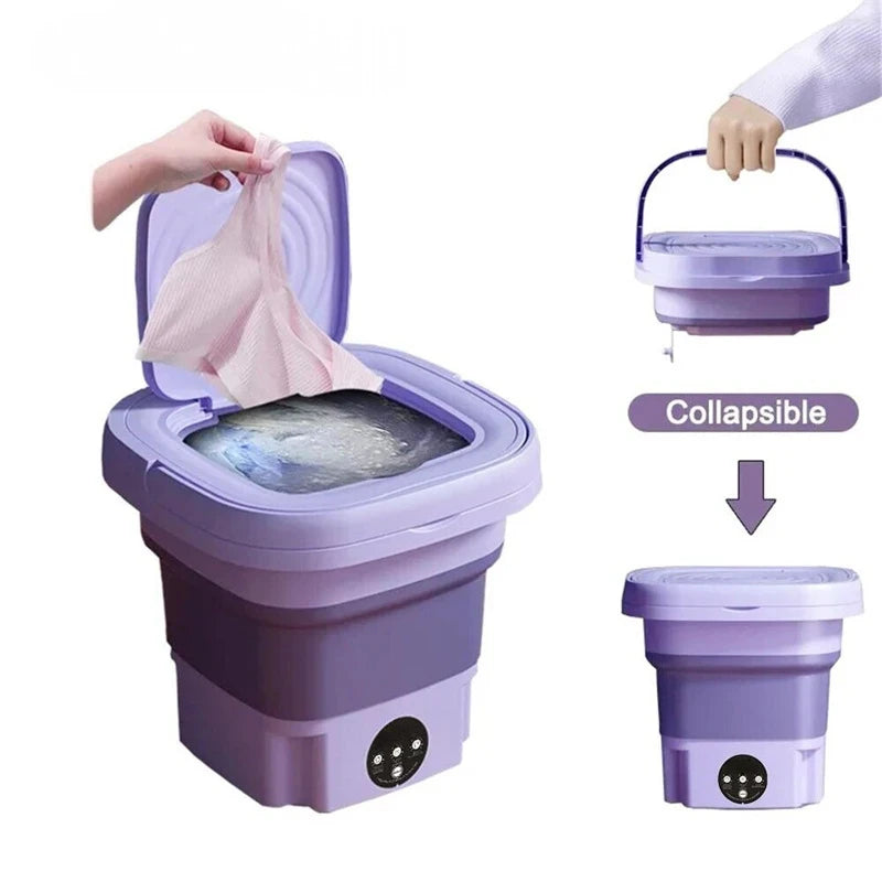 Portable Folding Washing Machine with Spin Dryer – Large Capacity, Compact Design for Travel & Home