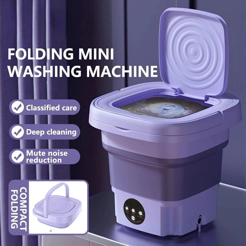 Portable Folding Washing Machine with Spin Dryer – Large Capacity, Compact Design for Travel & Home