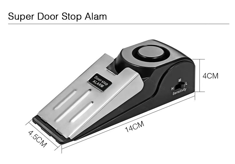 Portable Wireless Door Stop Alarm System - 125dB Loud Security Wedge (2-Pack)