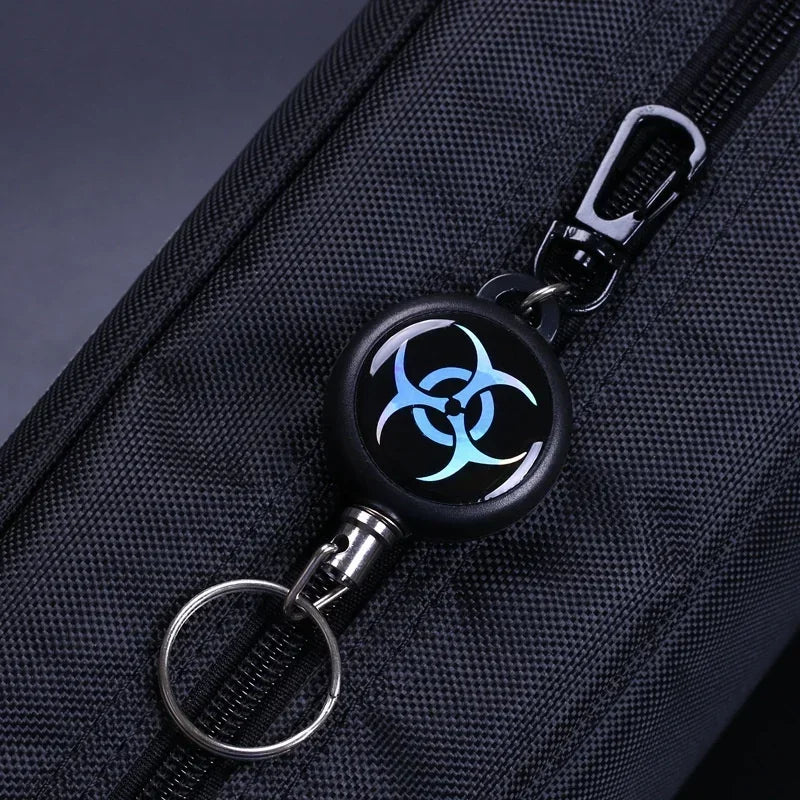 Retractable Keychain with Steel Wire Rope – Anti-Lost ID Badge Holder & Backpack Accessory
