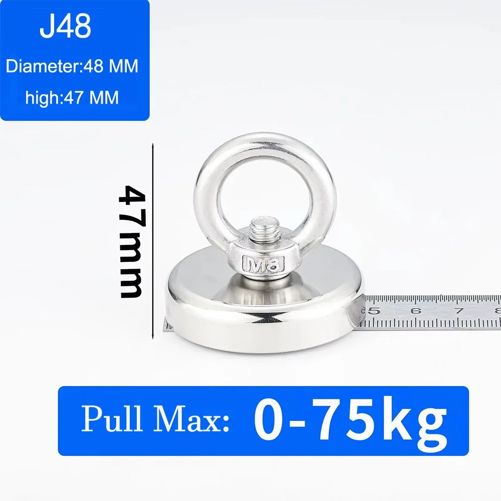 Heavy-Duty Neodymium Fishing Magnet with Eyebolt Hook