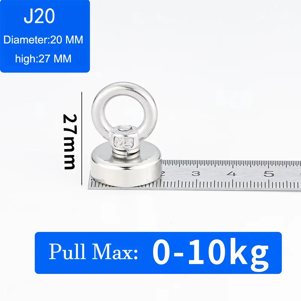 Heavy-Duty Neodymium Fishing Magnet with Eyebolt Hook