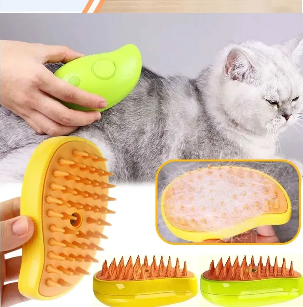 3-in-1 Electric Steam Pet Brush for Cats & Dogs – Grooming, Deshedding & Massage