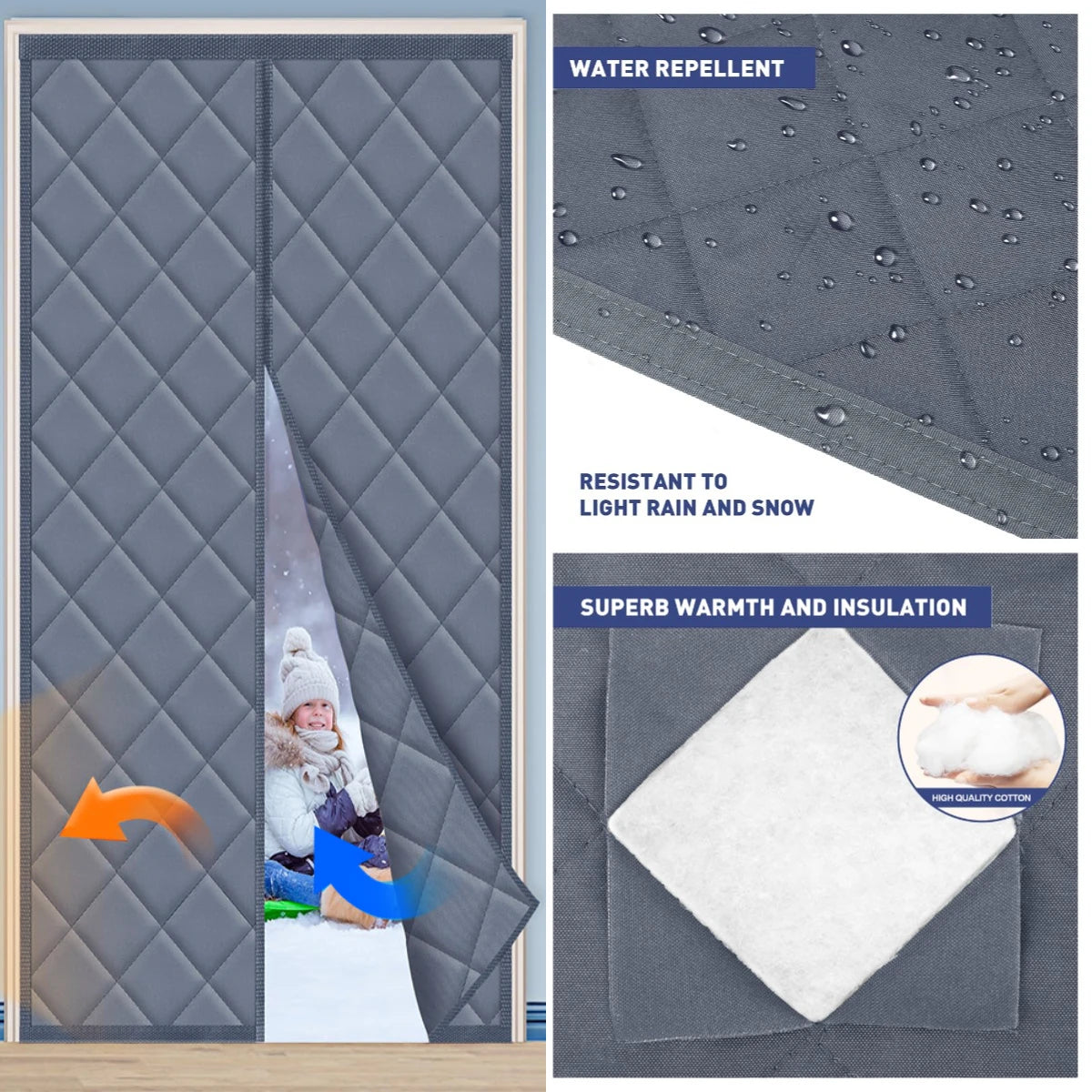 Magnetic Thermal & Sound Insulated Door Curtain – Weatherproof Heavy-Duty Barrier