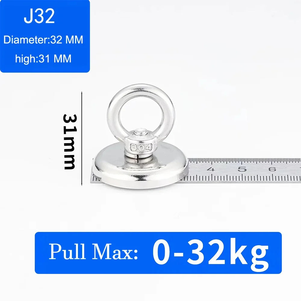 Heavy-Duty Neodymium Fishing Magnet with Eyebolt Hook