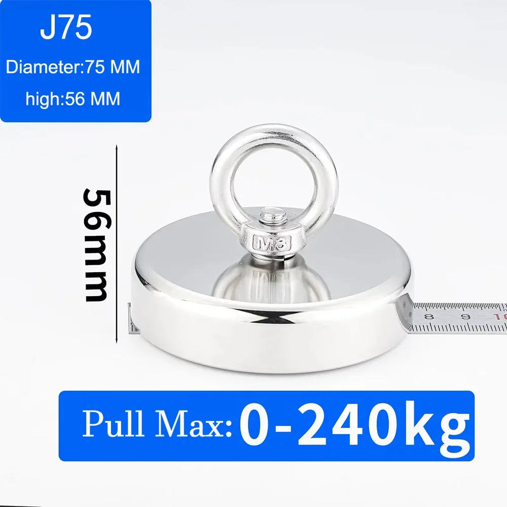 Heavy-Duty Neodymium Fishing Magnet with Eyebolt Hook