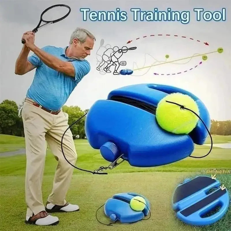 Tennis Self-Trainer Tool – Practice Tool with Elastic Rope for Solo Training