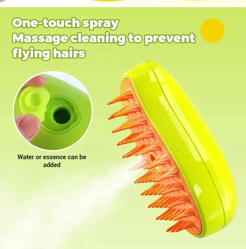 3-in-1 Electric Steam Pet Brush for Cats & Dogs – Grooming, Deshedding & Massage