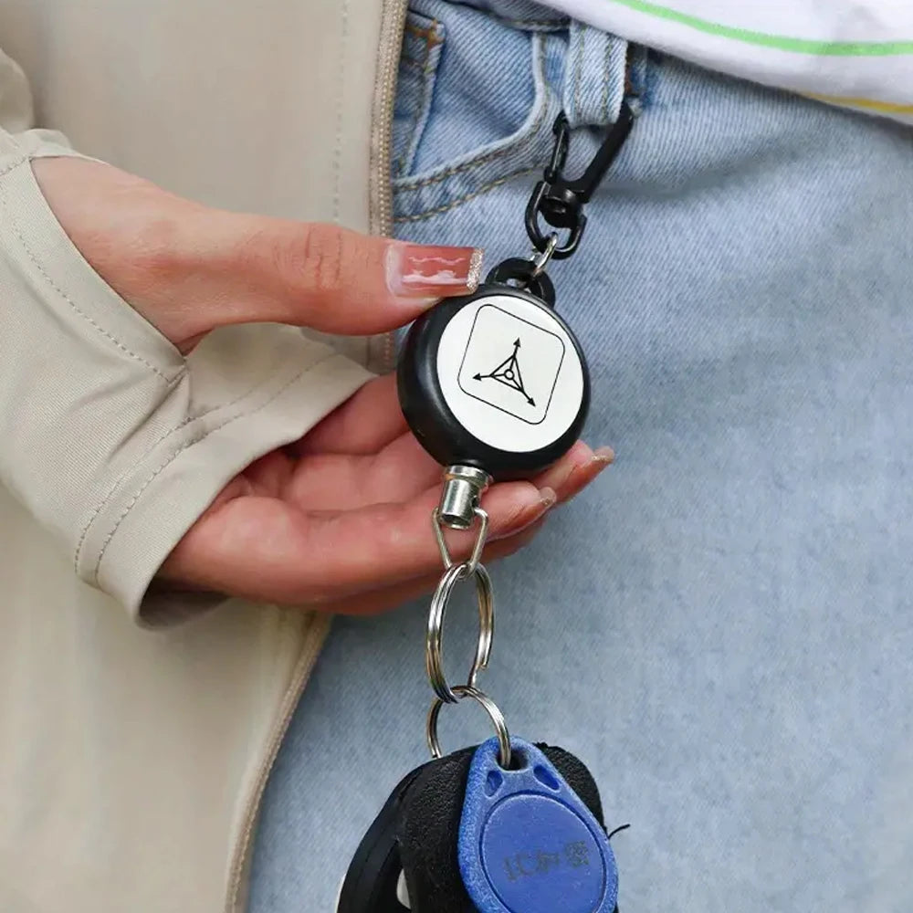Retractable Keychain with Steel Wire Rope – Anti-Lost ID Badge Holder & Backpack Accessory