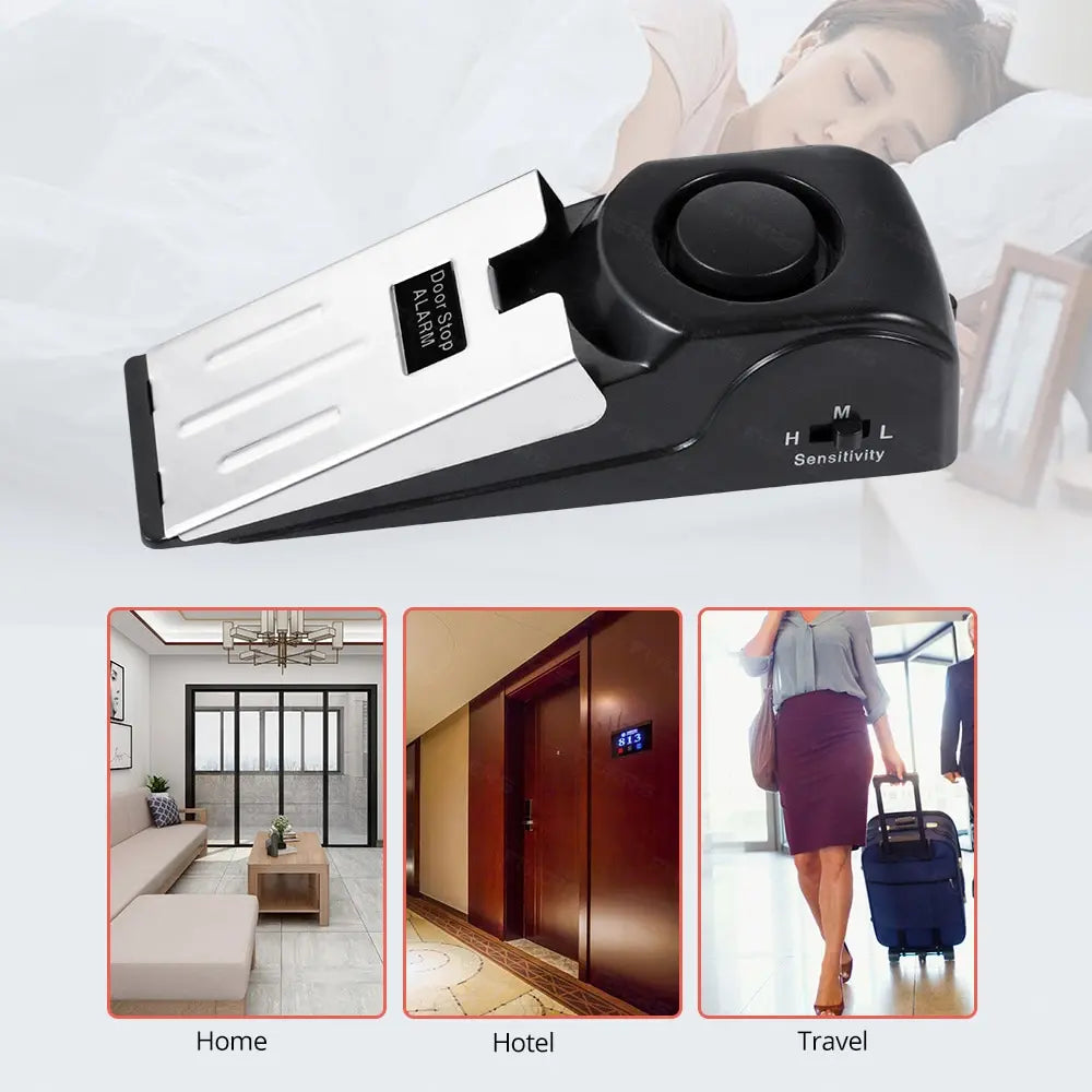 Portable Wireless Door Stop Alarm System - 125dB Loud Security Wedge (2-Pack)