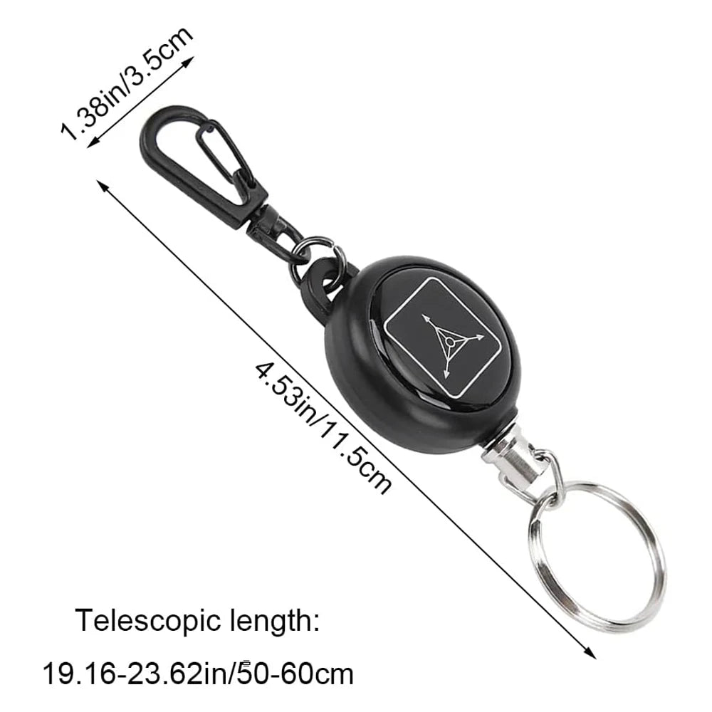 Retractable Keychain with Steel Wire Rope – Anti-Lost ID Badge Holder & Backpack Accessory