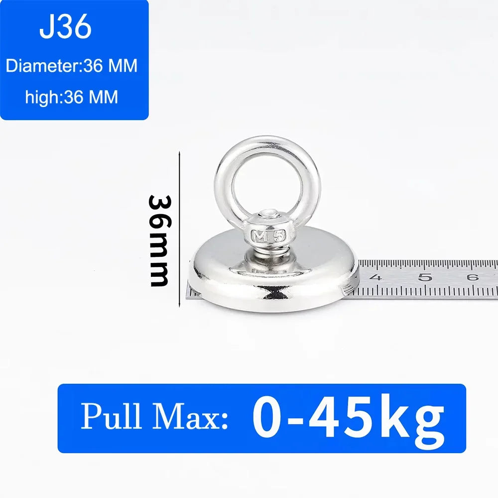 Heavy-Duty Neodymium Fishing Magnet with Eyebolt Hook
