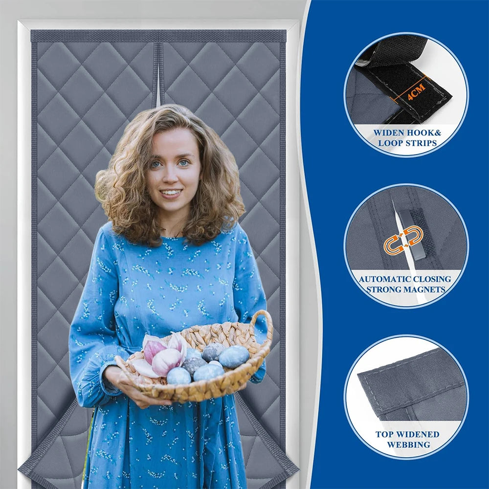 Magnetic Thermal & Sound Insulated Door Curtain – Weatherproof Heavy-Duty Barrier