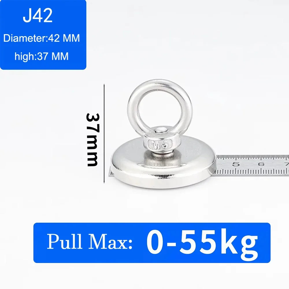 Heavy-Duty Neodymium Fishing Magnet with Eyebolt Hook