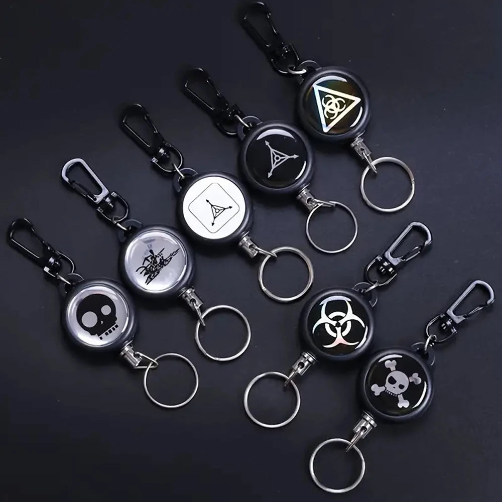 Retractable Keychain with Steel Wire Rope – Anti-Lost ID Badge Holder & Backpack Accessory