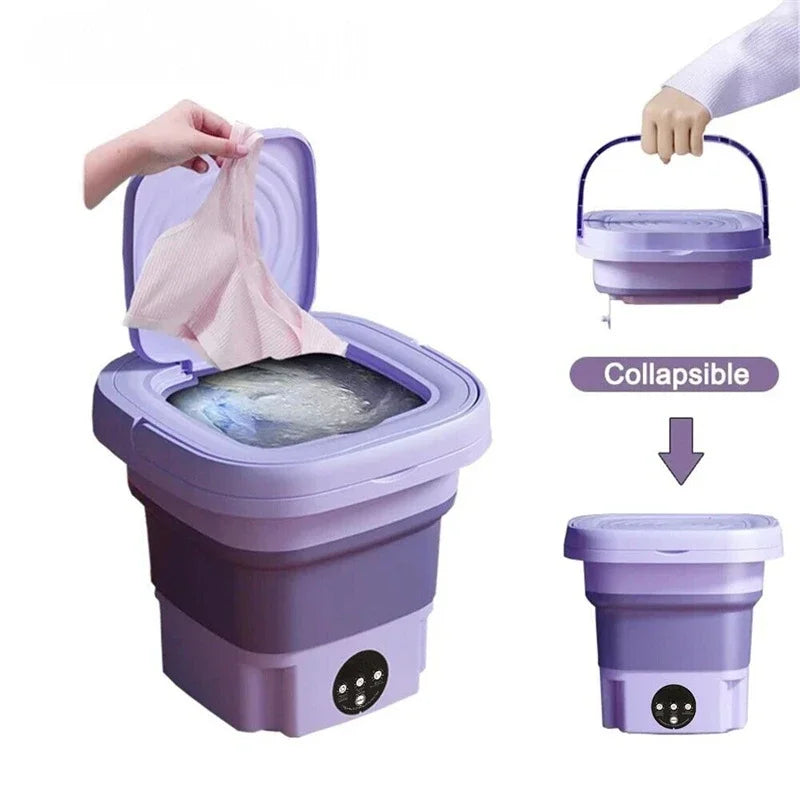 Portable Folding Washing Machine with Spin Dryer – Large Capacity, Compact Design for Travel & Home