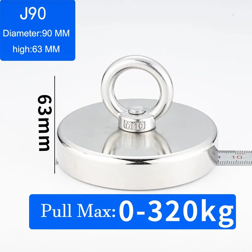 Heavy-Duty Neodymium Fishing Magnet with Eyebolt Hook