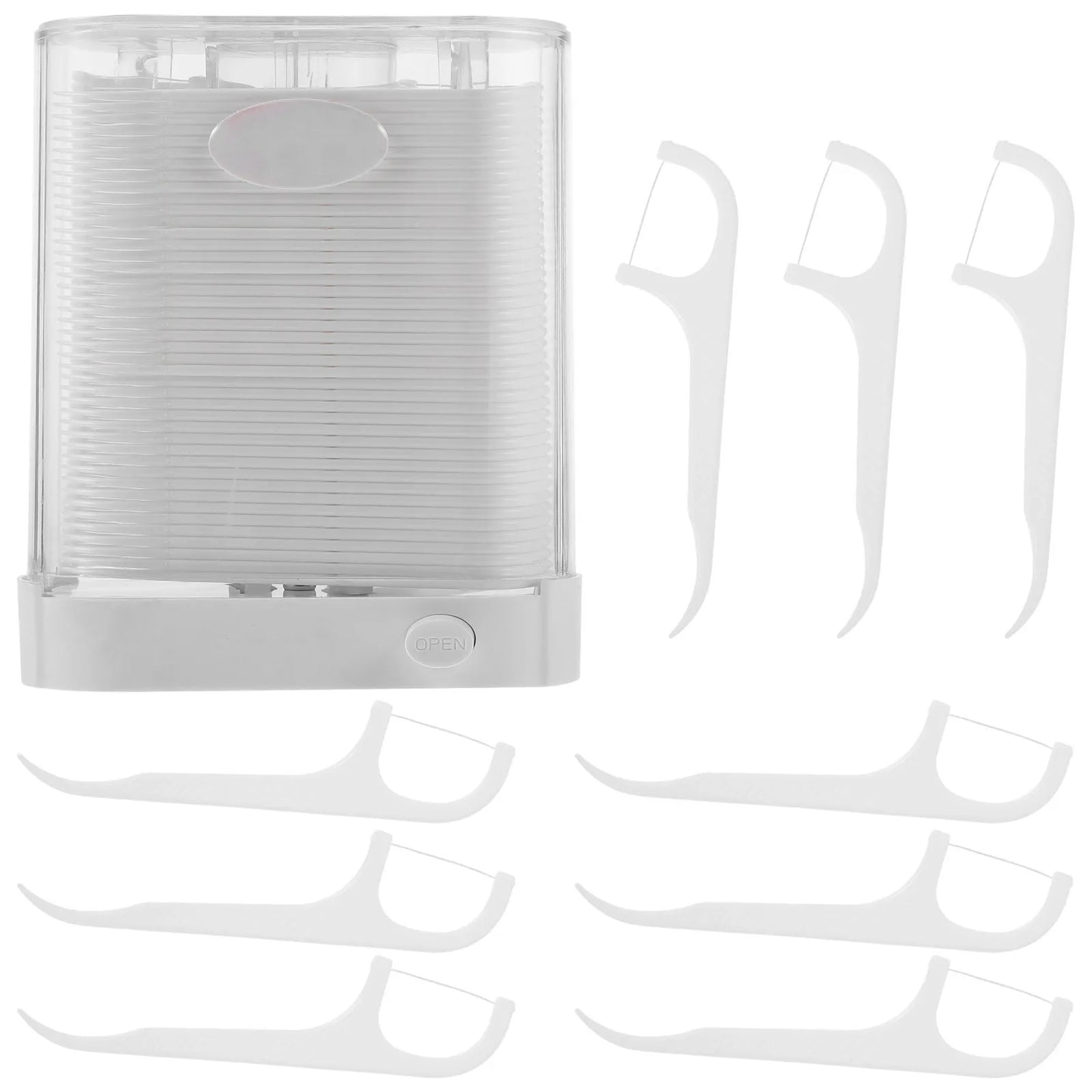 Ultra-fine dental floss picks in portable dispenser box for easy interdental cleaning and food removal between teeth