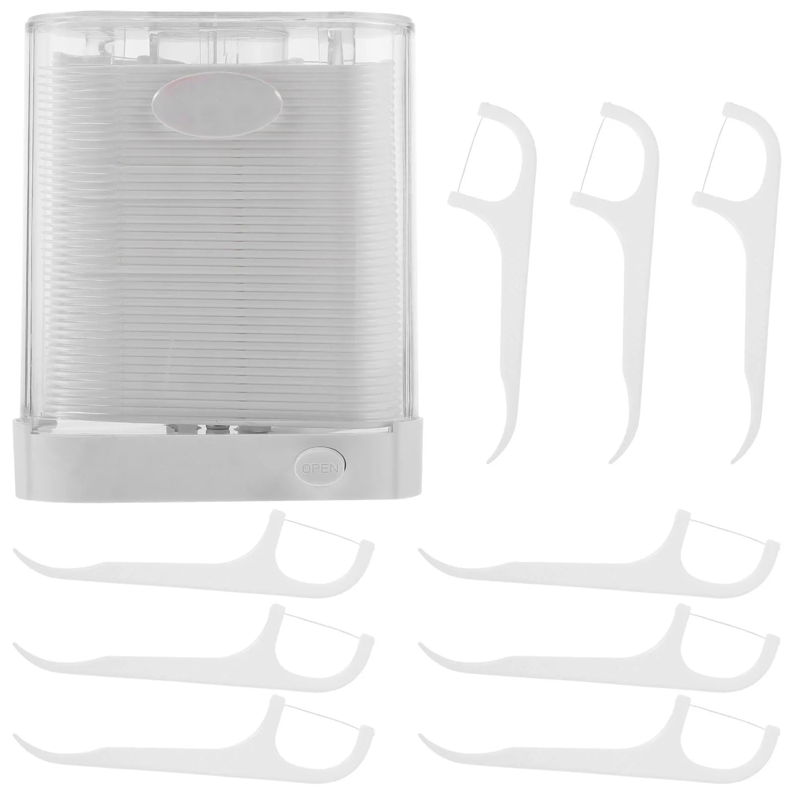 Ultra-fine dental floss picks in portable dispenser box for easy interdental cleaning and food removal between teeth